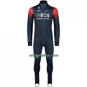 Fietskleding (Fietsshirt Lange Mouw + Lange Koersbroek) 2023 INEOS Grenadiers - Donkerblauw